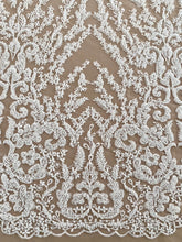Dantela Couture Ivory cu Model Geometric, cu Margele si Paiete